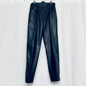 Vintage Danier Genuine Leather Pants | High-Waisted Tapered Trousers | Size 12 | Classic Black Real Leather | Made in Canada