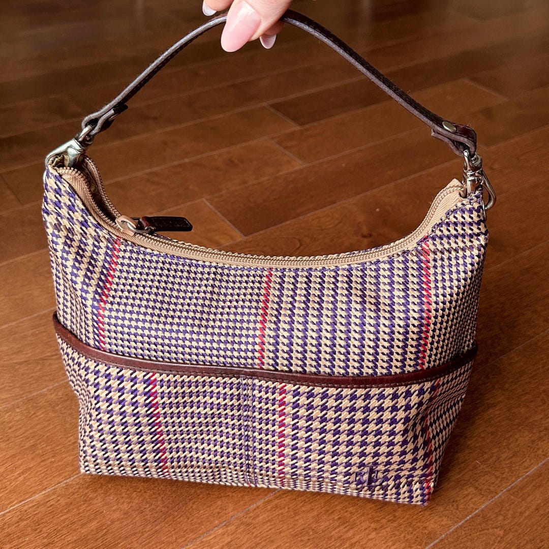 Ralph Lauren Houndstooth Shoulder Bag – Vintage Plaid Fabric Purse