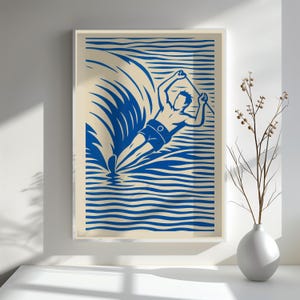 Retro waterskiën, png-bestand: vintage Lake House Summer Watersports-afbeelding (digitale download)