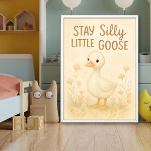 Silly Goose Nursery Print: Pastel Duck Wall Art (Digital Download)