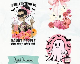 Halloween Ghost Pumpkin PNG Bundle: Fall Designs (Digital Download)