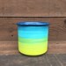 Ceramic Crock or Utensil Holder - Large - Peacock Ombre Colorful Gradient Design - Shades of Ocean Blues - Turquoise Lime Chartreuse