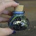 Cool Tones and Sparkled Black Marbled Tie Dye Galaxy Ceramic Stash Herb Jar, Cork Lid - Real Yellow Gold - Speckled Glitter Outer Space