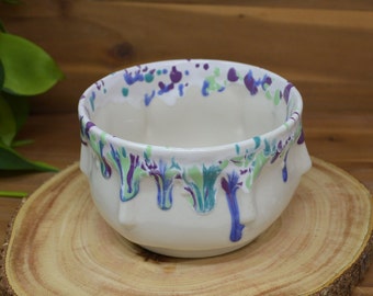 El cristal moteado estalla muchas caras maceta de cerámica zen - Jardinera de oficina - Blue Purple Teal Mint Sage - Sin agujero de drenaje