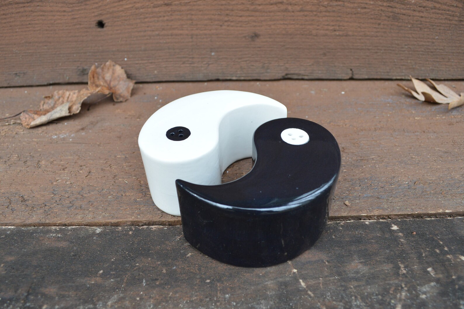 Yin Yang Harmony Ceramic Salt and Pepper Shaker Set Black Etsy