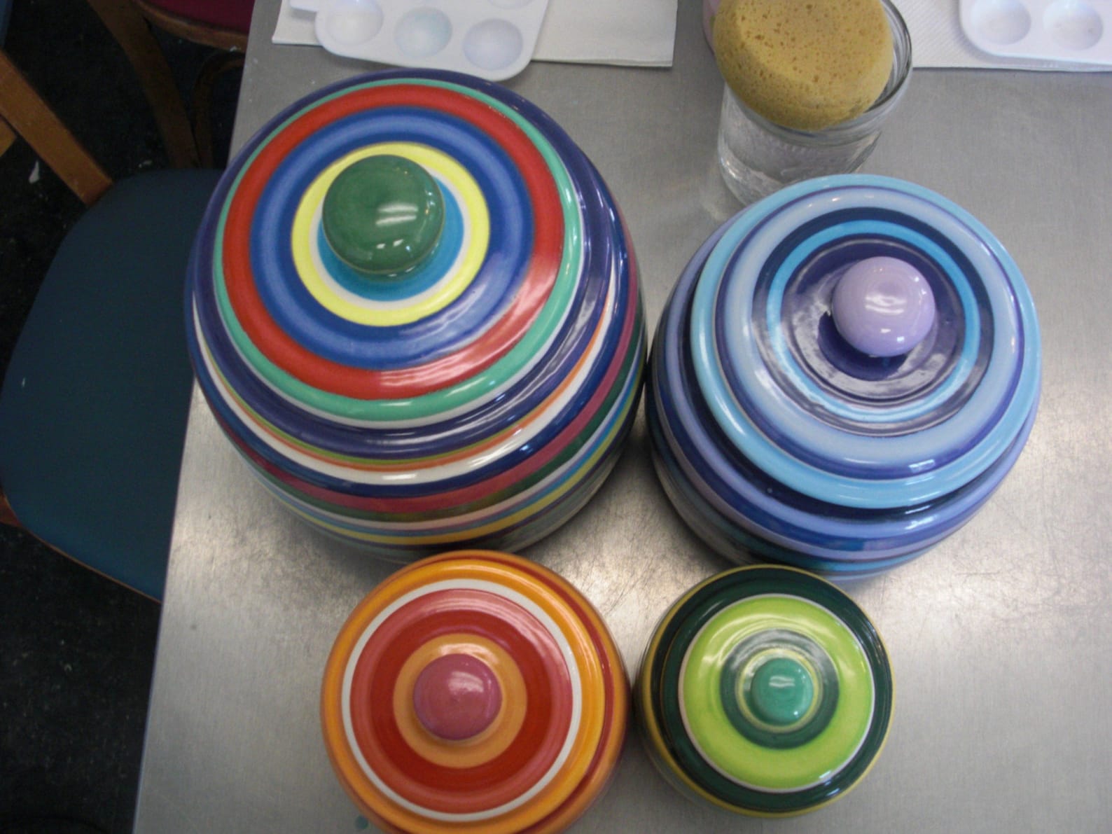 4 Piece Striped Kitchen Canister Set Etsy