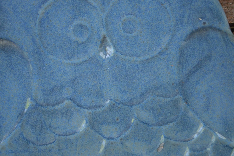 Denim Blue Ceramic Owl Dish Change Catch All Jewelry Earth Tone Glaze Modern Ceramic Plate Spoon Rest
