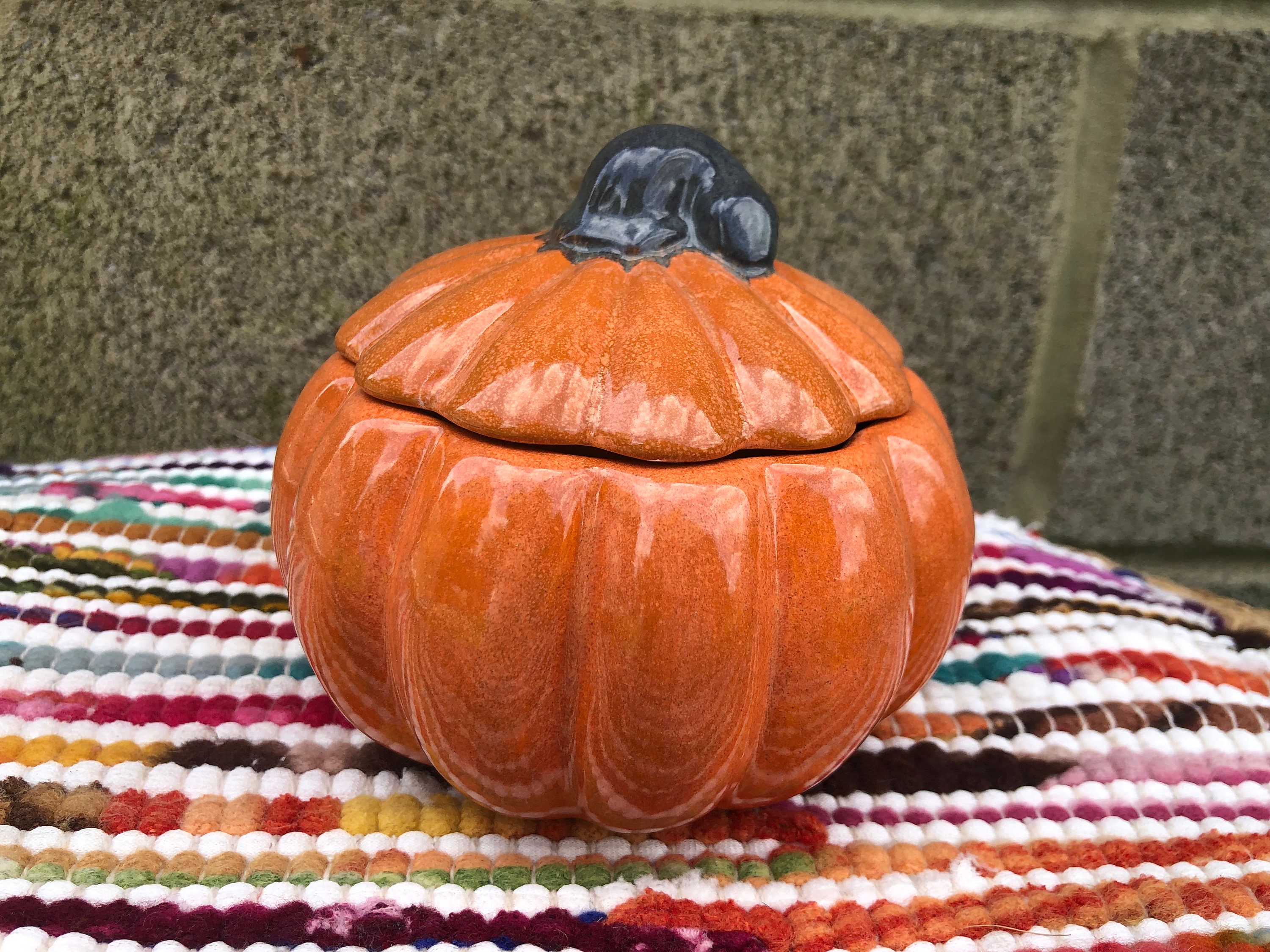 カボチャ型オレンジ陶器皿 2点セット 陶器 ハロウィーン 8点セット