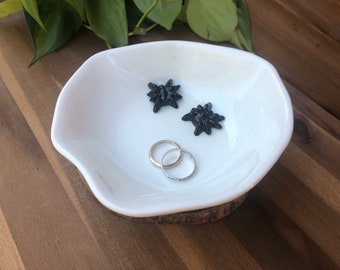 Adorable Halloween Spiders Ceramic Ring / Jewelry Dish / Holder - Catch All Decor - Minimalist Black and White Cute Decoration