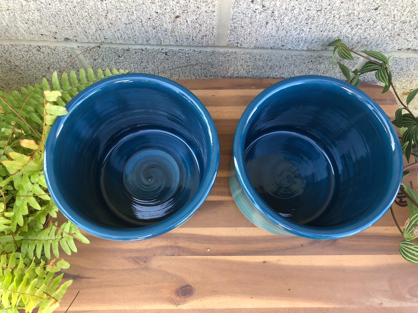 Ceramic Crock or Utensil Holder Large Turquoise Ombre Etsy