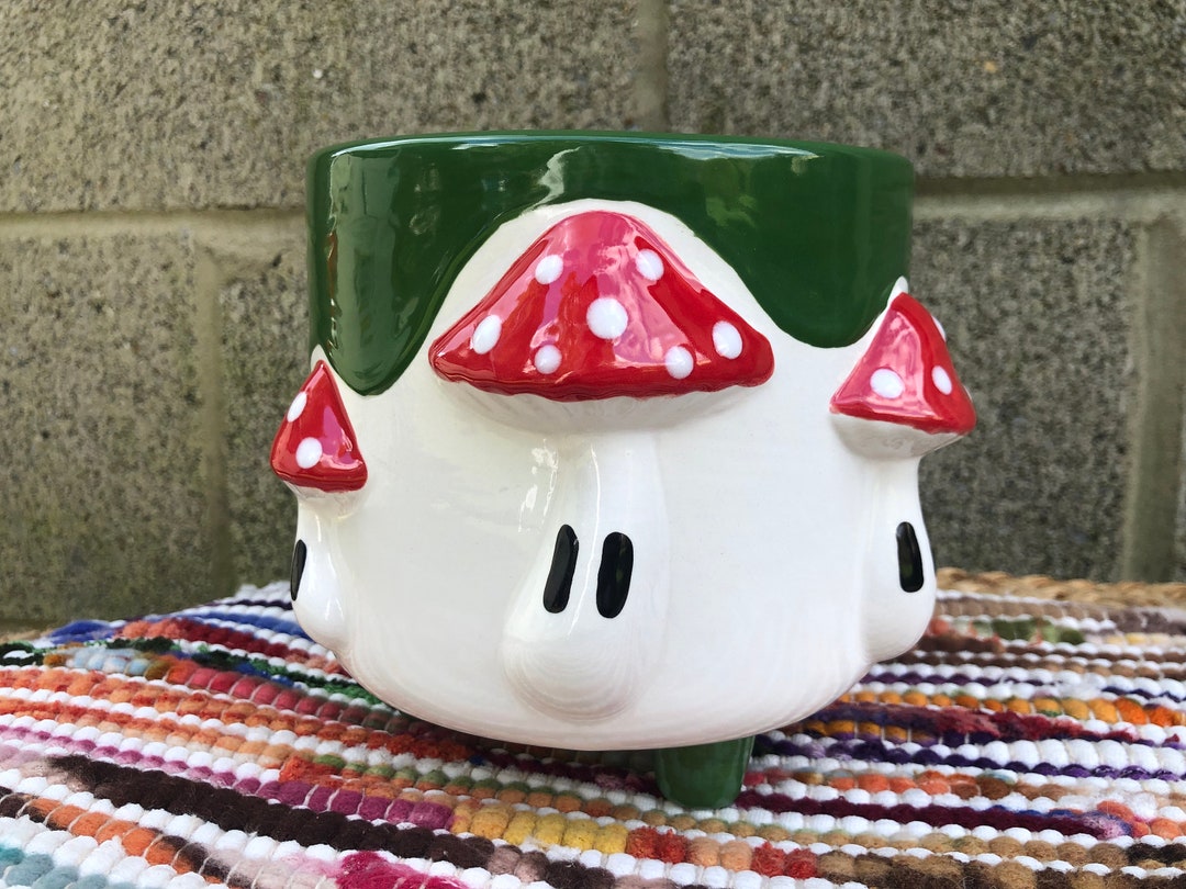 Kelly Green and Candy Apple Red Mario Toad Mushroom Flower Pot - Office ...