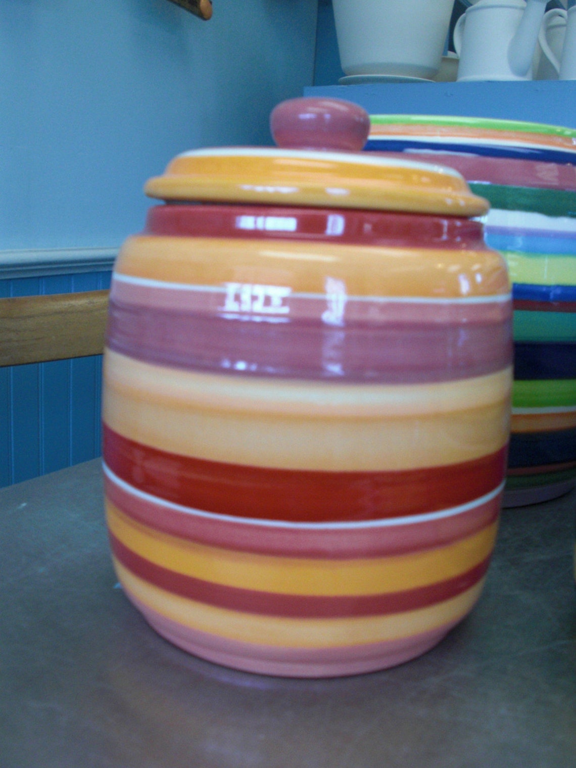 4 Piece Striped Kitchen Canister Set Etsy
