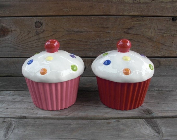 Custom Order Bright Ceramic Cupcake Cookie Jar Small Etsy