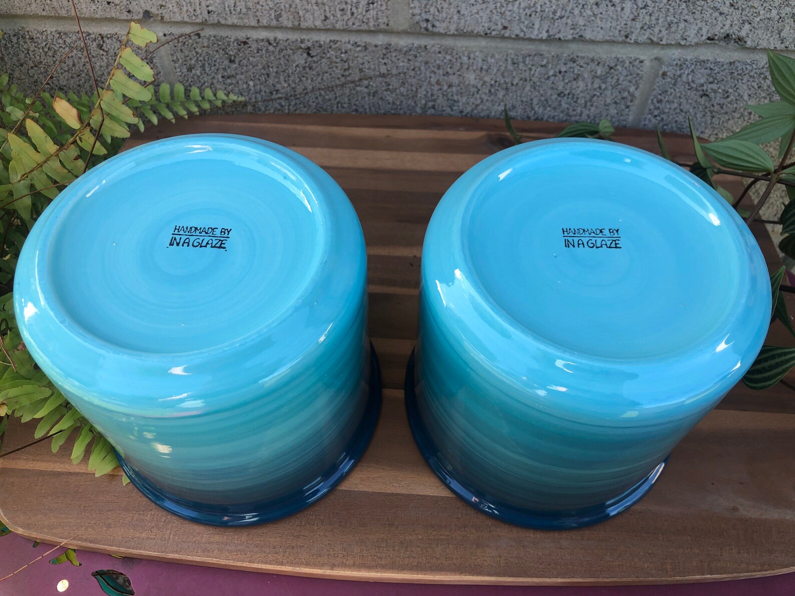 Ceramic Crock or Utensil Holder Large Turquoise Ombre Etsy