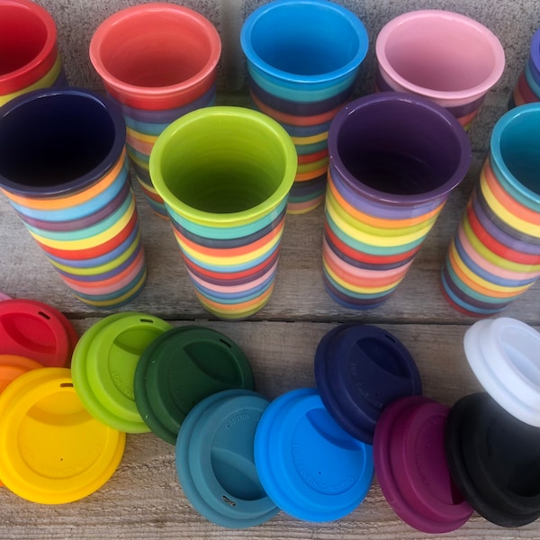 One Silicone Lid for Ceramic Travel Mugs - Pick Your Color - Replacement Cup Lids