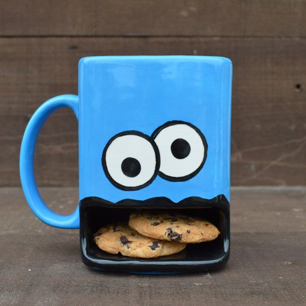 Googly Eyed Monster Dunk Mug - Ceramic Cookie and Milk Mug - Not Personalized