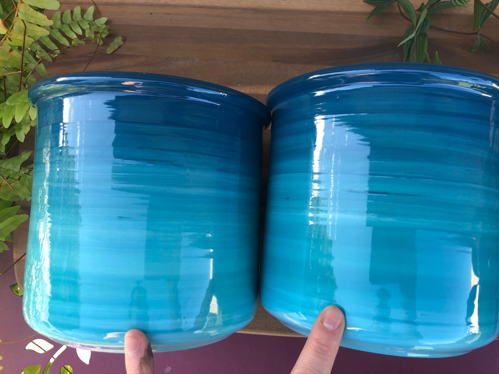 Ceramic Crock or Utensil Holder Large Turquoise Ombre Etsy