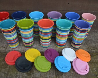 One Silicone Lid for Ceramic Travel Mugs - Pick Your Color
