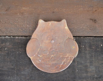 Red Rock Ceramic Owl Dish - Modern Ceramic Plate - Catch All Jewelry, Change, Spoon Rest - Earth Tone Glaze