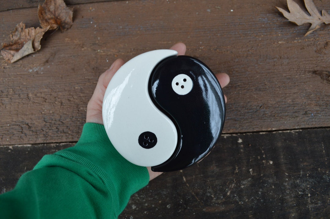 Yin Yang Harmony Ceramic Salt and Pepper Shaker Set Black Etsy