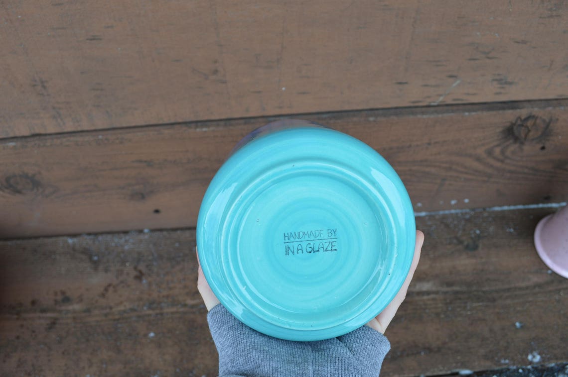 Teal to Blue Ombre Ceramic Utensil Holder Crock Medium Etsy