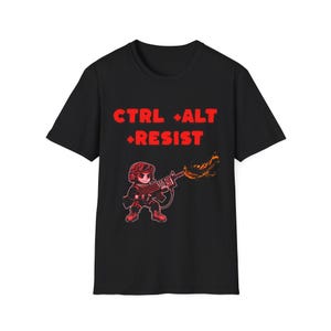 Funny Resist the AI Takeover Unisex Softstyle T-Shirt, Humorous Cartoon Tee, Rebellion Against Artificial Intelligence, Sarcastic Anti-Robot