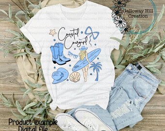 Coastal Cowgirl PNG: Retro Summer T-Shirt Design (Digital Download)