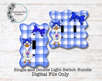 Interruttore luce ondulato in formato PNG a sublimazione: pacchetto di interruttori Silly Goose singoli e doppi, download digitale