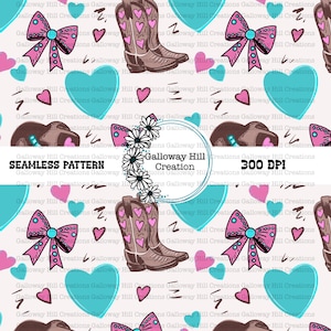 Cowgirl Boots Seamless Pattern: Wild West Digital Paper (300 DPI)