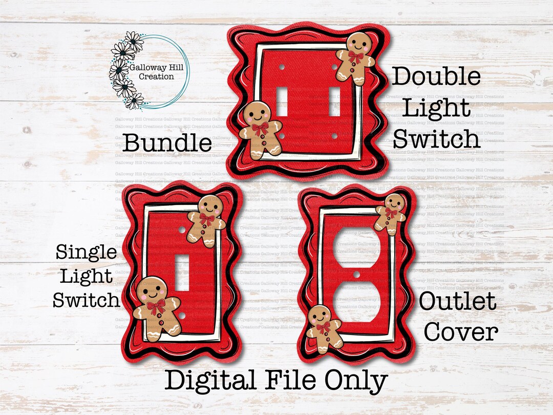 Gingerbread Sublimation PNG Design: Single and Double Light Switch ...