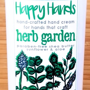 Scented Shea Butter Hand Cream Fresh Herb Garden Fragrance Happy Hands Hand Crafted Natural Hand Cream for Knitters & Crafters image 1