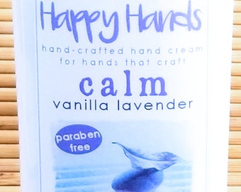 Scented Shea Butter Hand Cream - Calm Vanilla Lavender Soft Floral Fragrance - Natural Non-greasy Hand Lotion for Crafters Happy Hands