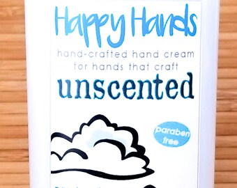 UNSCENTED Hand Cream for Knitters Happy Hands Knitting Natural Shea Butter Hand Lotion - Unscented Fragrance-Free Unisex Crafters