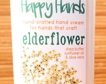 Scented Shea Butter Hand Cream - Elderflower Floral Fragrance - Hand Cream for Knitters Happy Hands Knitting Natural Hand Lotion Crafters