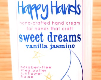 Scented Shea Butter Hand Cream VANILLA JASMINE Soft Floral Fragrance - Natural Hand Cream Lotion for Knitters and Crafters Happy Hands