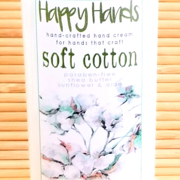 Scented Shea Butter Hand Lotion - Soft Cotton Light Clean Unisex Fragrance - Hand Cream for Knitters Happy Hands Knitting Crochet Sewing