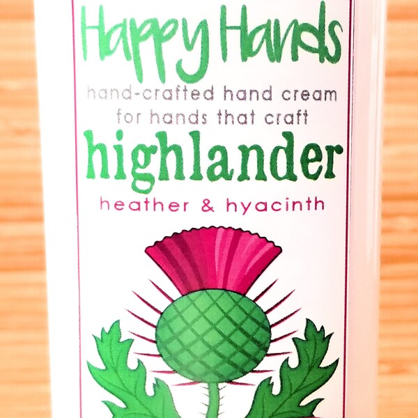 Scented Shea Butter Hand Lotion - Highlander Heather Hyacinth Fragrance Outlander Hand Cream for Knitters Happy Hands Knitting