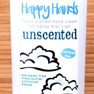 UNSCENTED Hand Cream for Knitters Happy Hands Knitting Natural Shea Butter Hand Lotion - Unscented Fragrance-Free Unisex Crafters