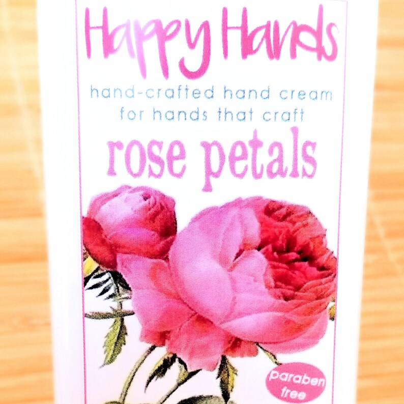 Scented Shea Butter Hand Cream ROSE PETALS Old Fashioned Floral Fragrance Happy Hands Hand Crafted Natural Lotion for Knitters & Crafters image 1