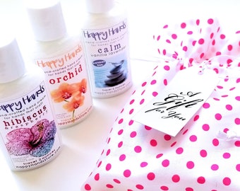Hand Cream Travel Trio Gift Set - 3 Bottles Assorted Scents Your Choice - Happy Hands Hand Crafted Natural Hand Lotion Knitters & Crafters