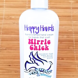 Scented Shea Butter Hand Cream Hippie Chick Patchouli Sandalwood Fragrance Happy Hands Natural Hand Lotion for Knitters & Crafters image 4