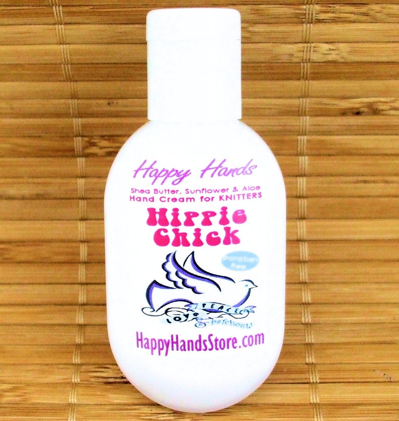 Scented Shea Butter Hand Cream Hippie Chick Patchouli Sandalwood Fragrance Happy Hands Natural Hand Lotion for Knitters & Crafters image 6