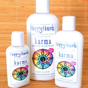 Scented Shea Butter Hand Lotion Karma Lavender Patchouli Fragrance Hand Cream for Knitters Happy Hands Knitting image 2