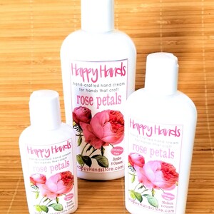 Scented Shea Butter Hand Cream ROSE PETALS Old Fashioned Floral Fragrance Happy Hands Hand Crafted Natural Lotion for Knitters & Crafters image 2