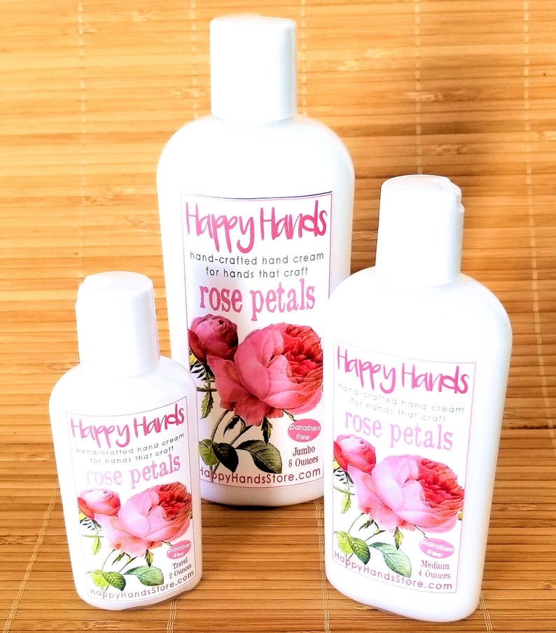 Scented Shea Butter Hand Cream ROSE PETALS Old Fashioned Floral Fragrance Happy Hands Hand Crafted Natural Lotion for Knitters & Crafters image 2