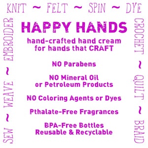 Scented Shea Butter Hand Cream Hippie Chick Patchouli Sandalwood Fragrance Happy Hands Natural Hand Lotion for Knitters & Crafters image 7