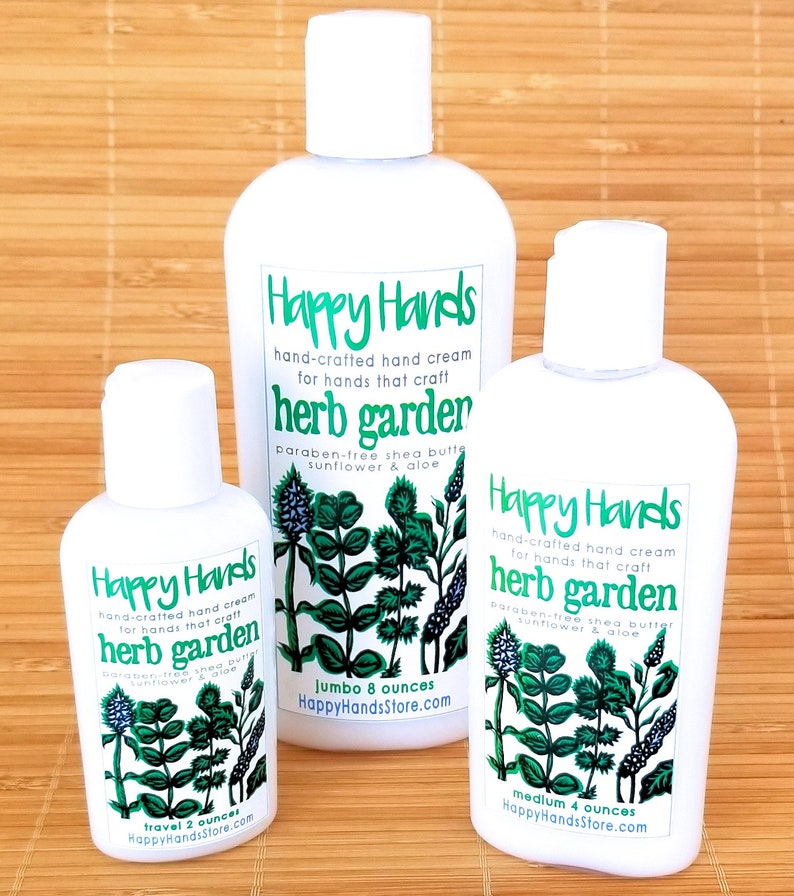 Scented Shea Butter Hand Cream Fresh Herb Garden Fragrance Happy Hands Hand Crafted Natural Hand Cream for Knitters & Crafters image 2