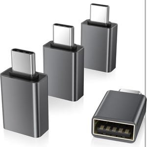 May include: Three gray USB-C to USB-A adapters and one gray USB-A to USB-C adapter.