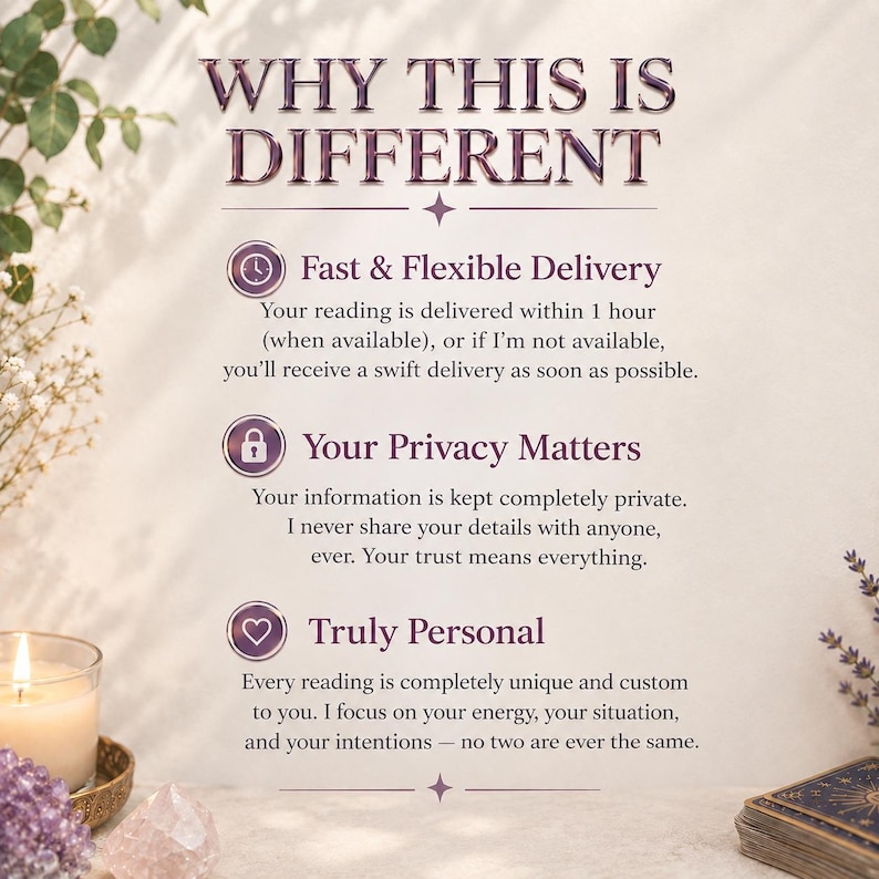 May include: An informational graphic titled WHY THIS IS DIFFERENT. It lists three sections: Fast & Flexible Delivery, Your Privacy Matters, and Truly Personal, each with a corresponding icon of a clock, a padlock, and a heart.