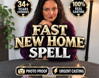 May include: A person with dark hair wearing a purple top behind a table with text that reads FAST NEW HOME SPELL, 34+ YEARS EXPERIENCE, 100% REAL CASTING, PHOTO PROOF, URGENT CASTING, and SPELLS BY MILENA MIRACLES, with a candle and crystal on the table.